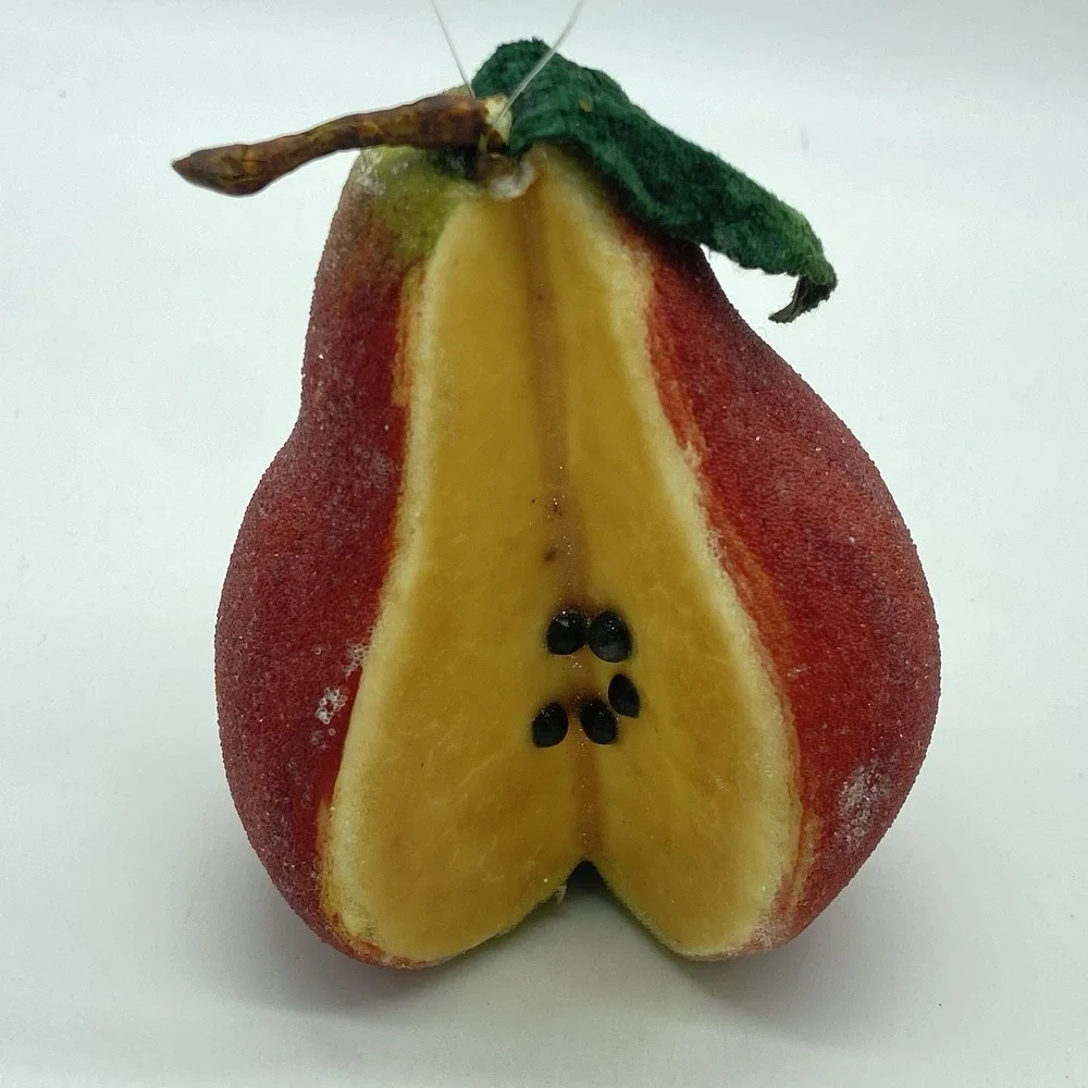 Sugared Fruit Faux‎ Pears Apples Set Of 4 Ornaments Cottagecore Kitchen Decor